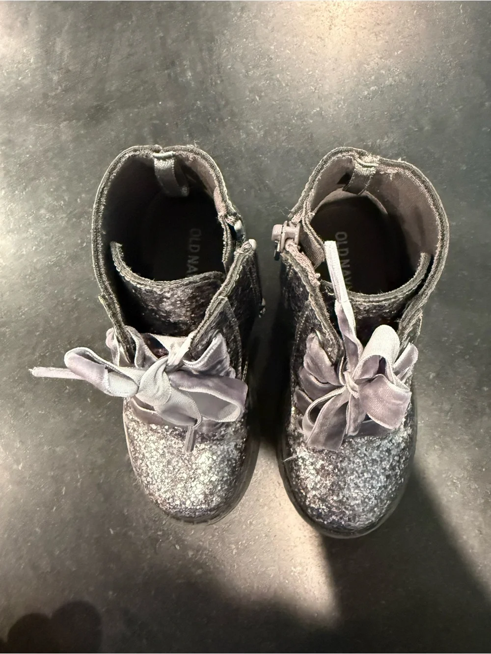 Kids Glitter Lace-Up Ankle Boots - Silver/Grey
